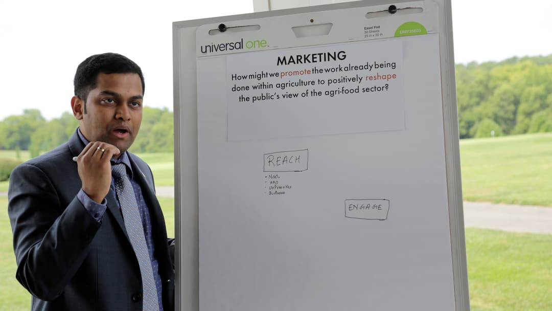 Anand Iyer presenting marketing strategies